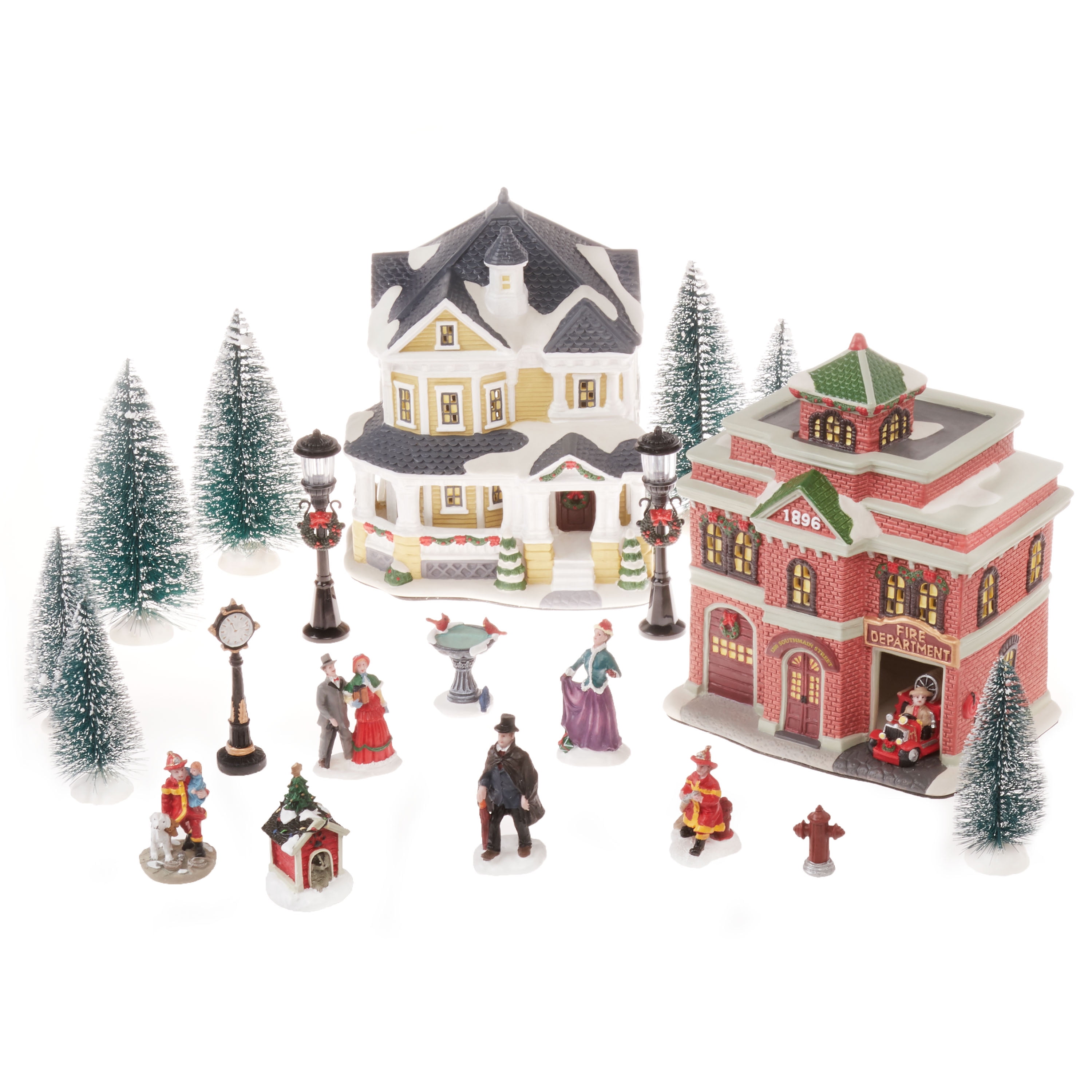 Holiday Time Christmas Village Figurine 20 Piece Village Set Walmart Com Walmart Com