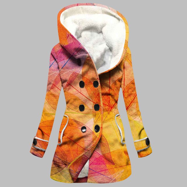 LOVZFMLL Jackets for Women Velvet Double Breasted Hooded Solid Color European And Mid Length Women's Solid Color Temperament Commuting Jacket