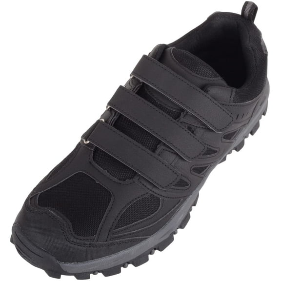 ABSOLUTE FOOTWEAR Mens Easy Slip On Triple Strap Fastening Outdoor Walking Hiking Trainers Shoes - Black - US 11