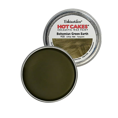 UPC: 0813043010888 | Enkaustikos Hot Cake Encaustic Wax Paint  1.5 oz. Tin  Bohemian Green Earth