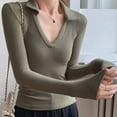 thumbnail image 3 of Elegant Top Autumn And Winter New Women's Tight Deep V Long Sleeve T Shirt Long Sleeve Woman Shirts Spandex Tee Womens Tee Tops Tech Pack Stripped Shirts for Women Womens Neck Long Sleeve Thermal, 3 of 8