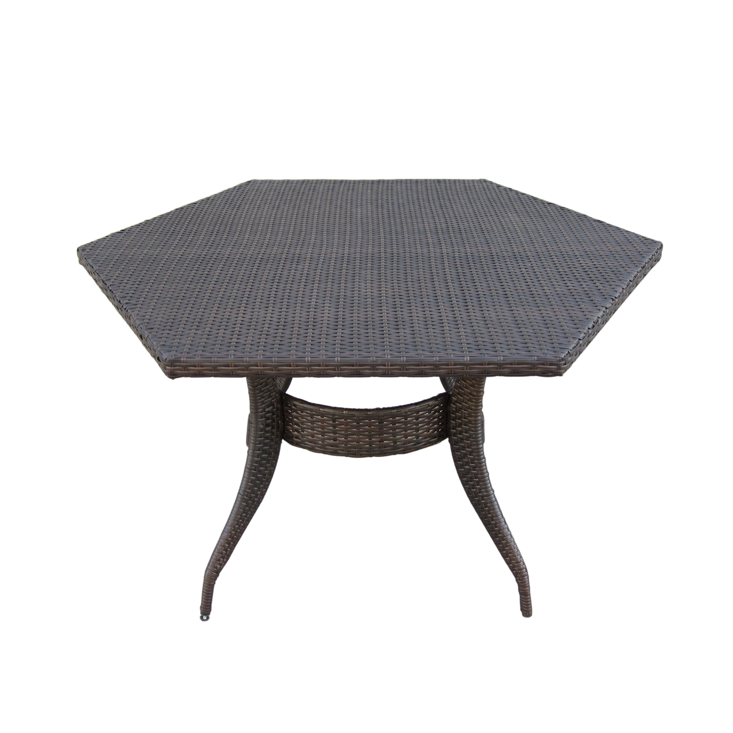 Outdoor 53-Inch Wicker Hexagon Dining Table, Multi Brown - image 2 of 9