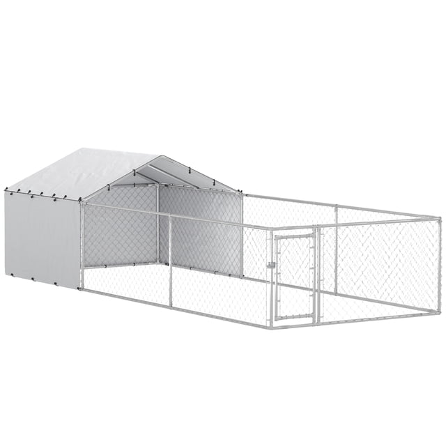 PawHut Outdoor Dog Kennel Dog Run with Cover, 19.7' x 7.5' x 4.9'