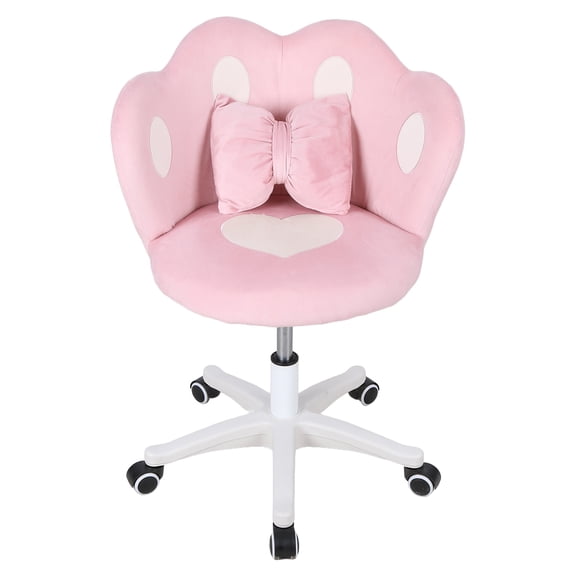 Wliqien Kids Desk Chair, 360-Degree Swivel Makeup Chair, Adjustable Height Kids Computer Chair with Bow Pillow, Children Desk Chair for Boys Girls in Home Bedroom Study Room