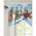 thumbnail image 3 of Tie Up Valance Curtain for Kitchen,Ocean Starfish Shell Conch Rod Pocket Short Curtains Adjustable Tie-Up Shade Valances,Blue Gradient Ocean Window Treatment for Bathroom Living Room Bedroom, 3 of 8