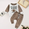 thumbnail image 5 of Xudanell Toddler Boy Outfits Letter Rugby Printed Workout Clothes 12 Month Boy Clothes Color Blocking Sports Pattern Coffee 18-24 Months, 5 of 5