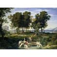 thumbnail image 2 of Joseph Anton Koch 18x14 Gold Ornate Wood Frame and Double Matted Museum Art Print Titled - Landscape with the Rape of Hylas (1832), 2 of 4