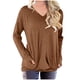 thumbnail image 1 of ICHUANYI Liquidación Camisetas De Gran Tamaño Camisas para Mujer Sudaderas De Entrenamiento Sólidas Camisa Básica Informal De Manga Larga Tops Clásicos con Cuello En V ICHUANYI WER2023082204453, 1 of 5