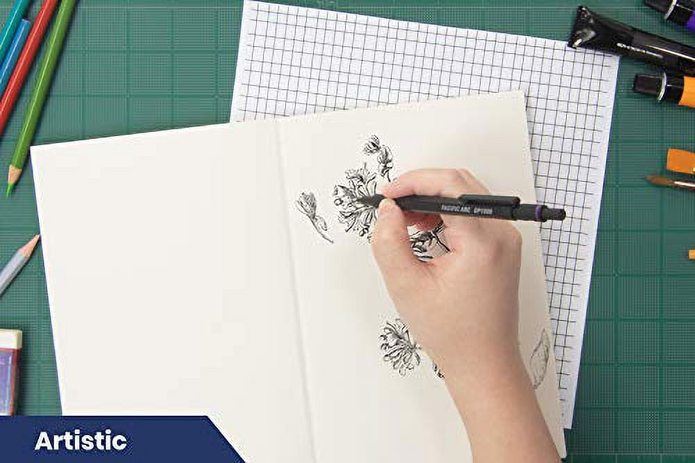 Pacific Arc - Chromograph Metal Mechanical Pencil .9 mm Silver Barrel Mechanical Pencil with Built In Adjustable Pencil Grade, Lead Pencil Holder for Drafting, Sketching, and Drawing