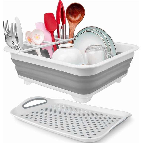 MY Collapsible Dish Drying Rack Portable Dish Drainers for Kitchen Counter with Drainboard, Kitchen Sink Organizer Basket RV Accessories Camper Storage and Organization Dish Rack Over Sink Drying