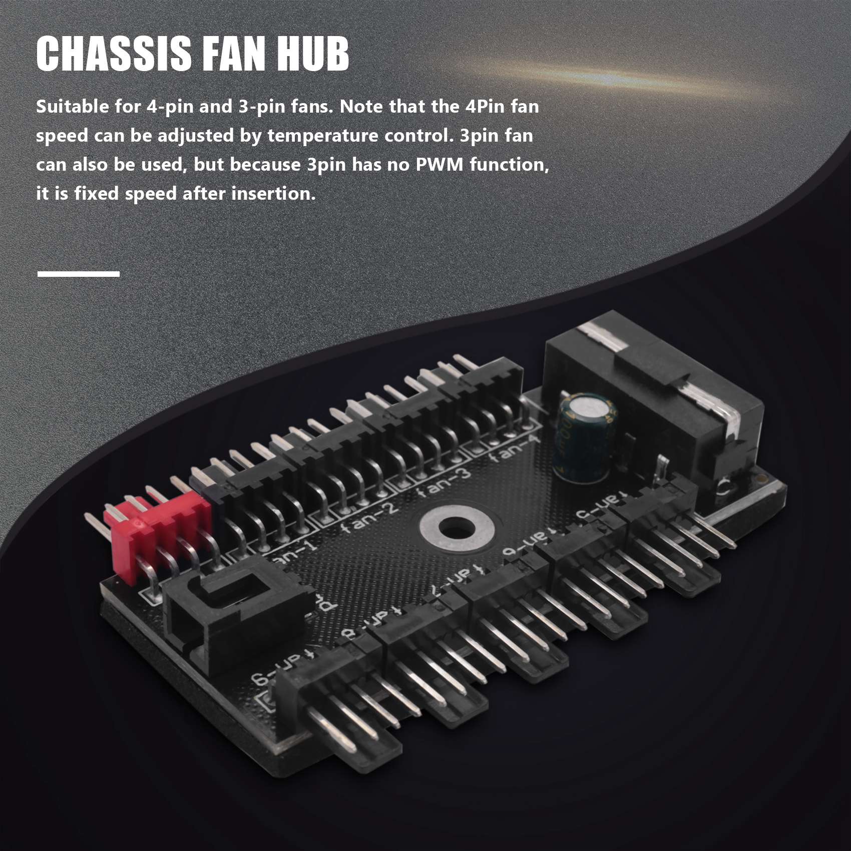 10 Port PC Chassis Fan Hub CPU Cooling HUB 12V 4 Pin Fan PWM Hub