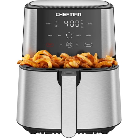 6 Qt. Air Fryer 4 Functions w/ Touch Controls, HI-FRY Button, Stainless Steel