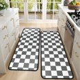 thumbnail image 4 of Kitchen Rugs Sets Of 2,Gray and White Checkerboard Checkered Pattern Anti Fatigue Kitchen Mat Rugs Non Slip Washable,Decorative Kitchen Floor Mats for Kitchen,Sink,Laundry,17"x47"+17"x47", 4 of 5