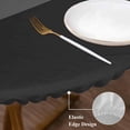 thumbnail image 3 of Black Morocco Round Tablecloth, Fitted Table Cover with Elastic for 36"-44" Round Tables, Grey Striped Middle Century Patterned Table Cloth Outdoor Indoor Dinning Party Waterproof Tablecloths, 3 of 7