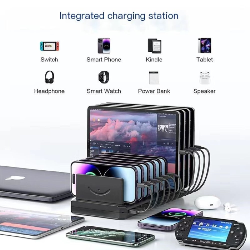 Tancola 60W 10port Charging Station Device Organizer Charging Dock Compatiable  for iPhone, Android, iPad,Tablets & More