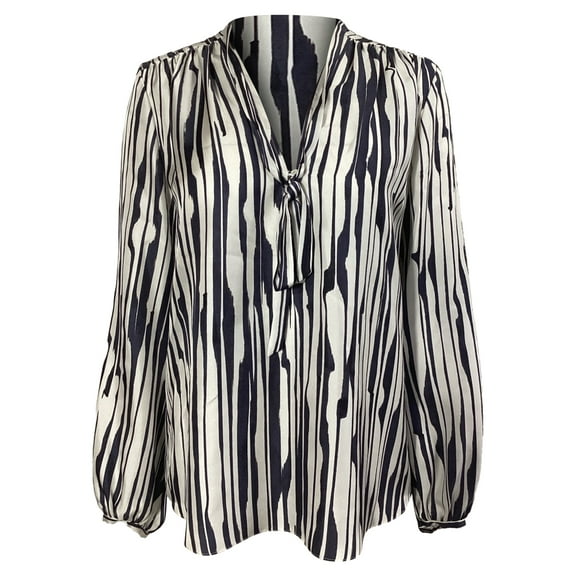 Theory Zebra Print Long Sleeve Blouse in Multicolor Silk
