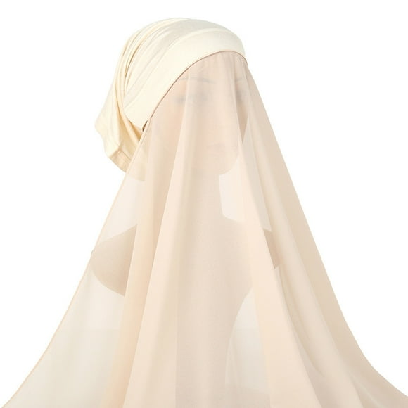 Traje de bufanda de gasa con perlas monocromáticas, sombrero, bufanda cómoda para mujer, sombrero de tubo, bufanda larga de una pieza