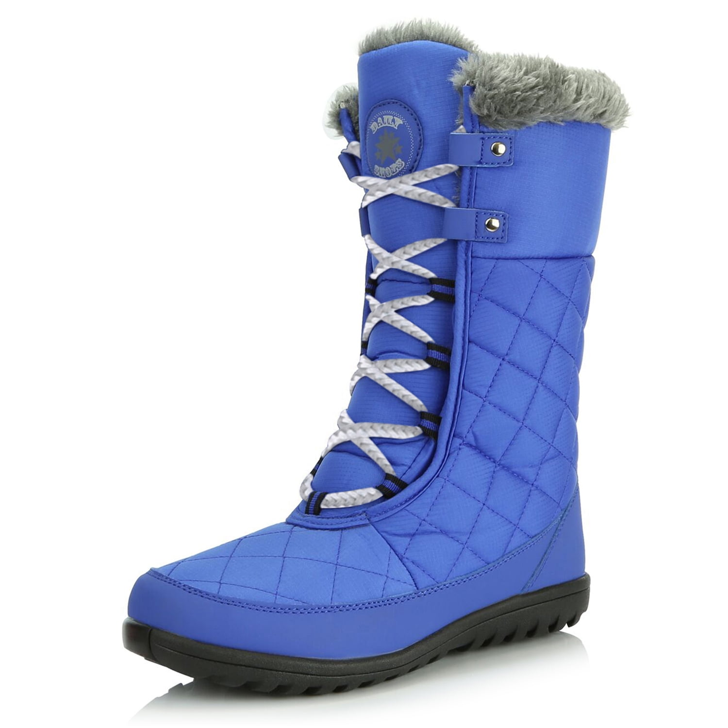 royal blue fur boots
