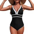 thumbnail image 4 of Tsesme Women’s One Piece Swimsuit Color Block Bathing Suit Deep V-Neck Push up Slimming Swimwear, 4 of 6
