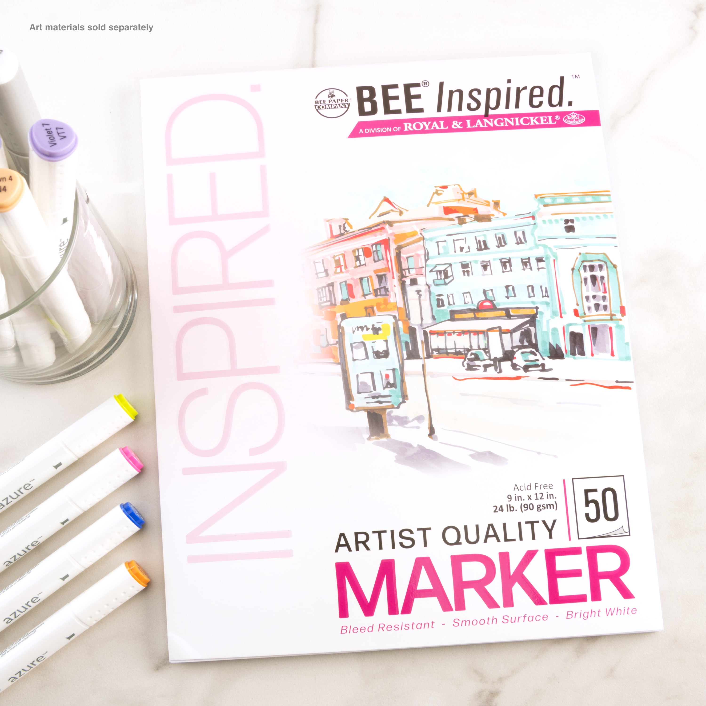 Bee Paper - Bee Inspired 9"x12" Marker Paper Pad, 50 Sheets, Top Tape, 24lb. 90GSM