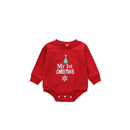 

Suanret Christmas Sister Matching Outfit Kids Baby Long Sleeve Sweatshirt Button Romper Fall Winter Clothes Red Romper 0-3 Months