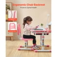 thumbnail image 4 of KFFKFF Children's Stydying Table and Chair Set, Height from 20-27" & 0-40° Tilt Desktop, Learning Table with Lamp for Bedroom, Study, Pink, 4 of 9