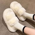 thumbnail image 5 of Zapatillas mullidas de invierno para mujer, pantuflas de piel para casa nueva, plataforma plana, zapatos de interior peludos y acogedores, chanclas coreanas, 2024, 5 of 5