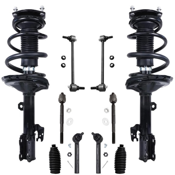 Detroit Axle - 10pc Front End Suspension Kit for 04-07 Toyota Highlander Lexus RX330, 07-09 RX350, 2 Complete Struts w/Coil Springs 2 Sway Bars 4 Inner Outer Tie Rods 2 Boots Replacement Shocks