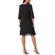 thumbnail image 3 of Vestido de gasa para mujer Inspire Chic con volantes, de capas, fluido, de manga 3/4, corte A, hasta la rodilla, negro, talla M, 3 of 5