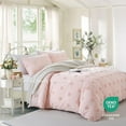 thumbnail image 2 of JOLUSERE Pink Tufted Heart Dot Duvet Cover King Set, 3 Pieces Ultra Soft Jacquard Embroidery Shabby Chic Bedding Set for All Season, 2 of 15