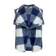 thumbnail image 5 of Dwaogom Women Vest Lapel Open Front Buffalo Plaid Sleeveless Cardigan Jacket Coat, 5 of 7