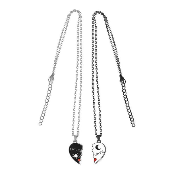 Colgante luna y sol, sol y luna, se pueden unir para formar una I, collar de pareja con bordado