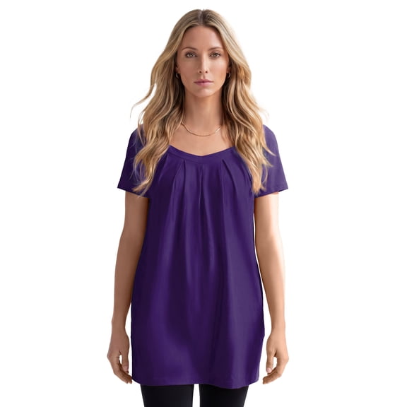 Roaman's Women's Plus Size Ultimate Pleatneck Tunic