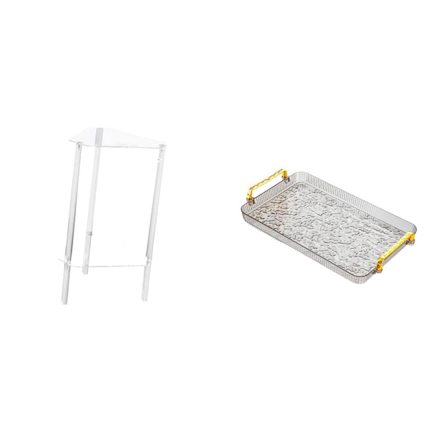 Mesita de noche,Mesa auxiliar de acrílico transparente,mesa auxiliar transparente de 2 niveles,Mesa pequeña de acrílico,mesita de noche pequeña,compacta,Bandeja para servir,Bandeja de