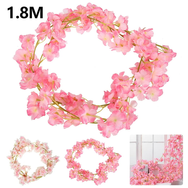 Morttic 1.8m Artificial Cherry Blossom Flower Garland Hanging