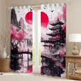 thumbnail image 2 of Homewish Japan Ink Painting Curtains Pack of 2 (42x84 Each),Japanese Natural Scenery Curtains Blackout,Pink Flower Waterfall Bedroom Curtains For Adults,Ultra Soft Home Decor, 2 of 6