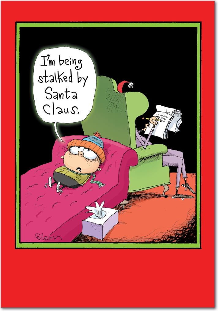 Stalked by Santa  12 Funny Santa Claus Joke Christmas Cards, Notecard