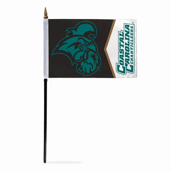 AGAS Coastal Carolina University Chanticleers CCU flags on sticks with Plastic Base 4x6 inch Polyester - 4"x6" Handheld Stick flags