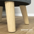 thumbnail image 6 of HOMCOM Storage Ottoman, Round Footstool with Linen Feel Fabric Upholstery, Removable Top, Hidden Space and Wood Legs for Living Room, Gray, 6 of 9