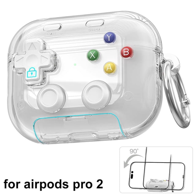 Protective Case Cover for Apple AirPods Pro 2, TPU Gamepad Design with Integrated Phone Stand, Shock-Absorbing, Anti-Scratch, Drop Protection, Portable, Gaming Accessory, Black