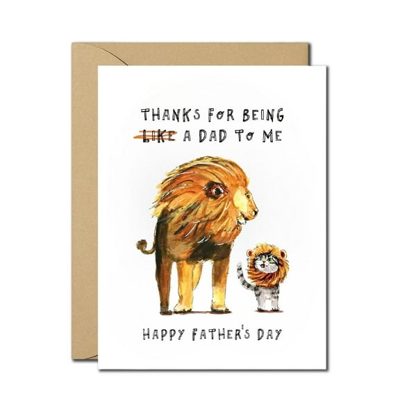 Funny Father's Day Card - "Thanks for Being Like a Dad to Me" - Cute Lion Design - Perfect for Celebrating Dads and Father Figures