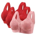 thumbnail image 2 of Plus Size Bras Front Closure Non Underwire Push Up Bra Solid Color Casual Style 2 Pc, 2 of 4