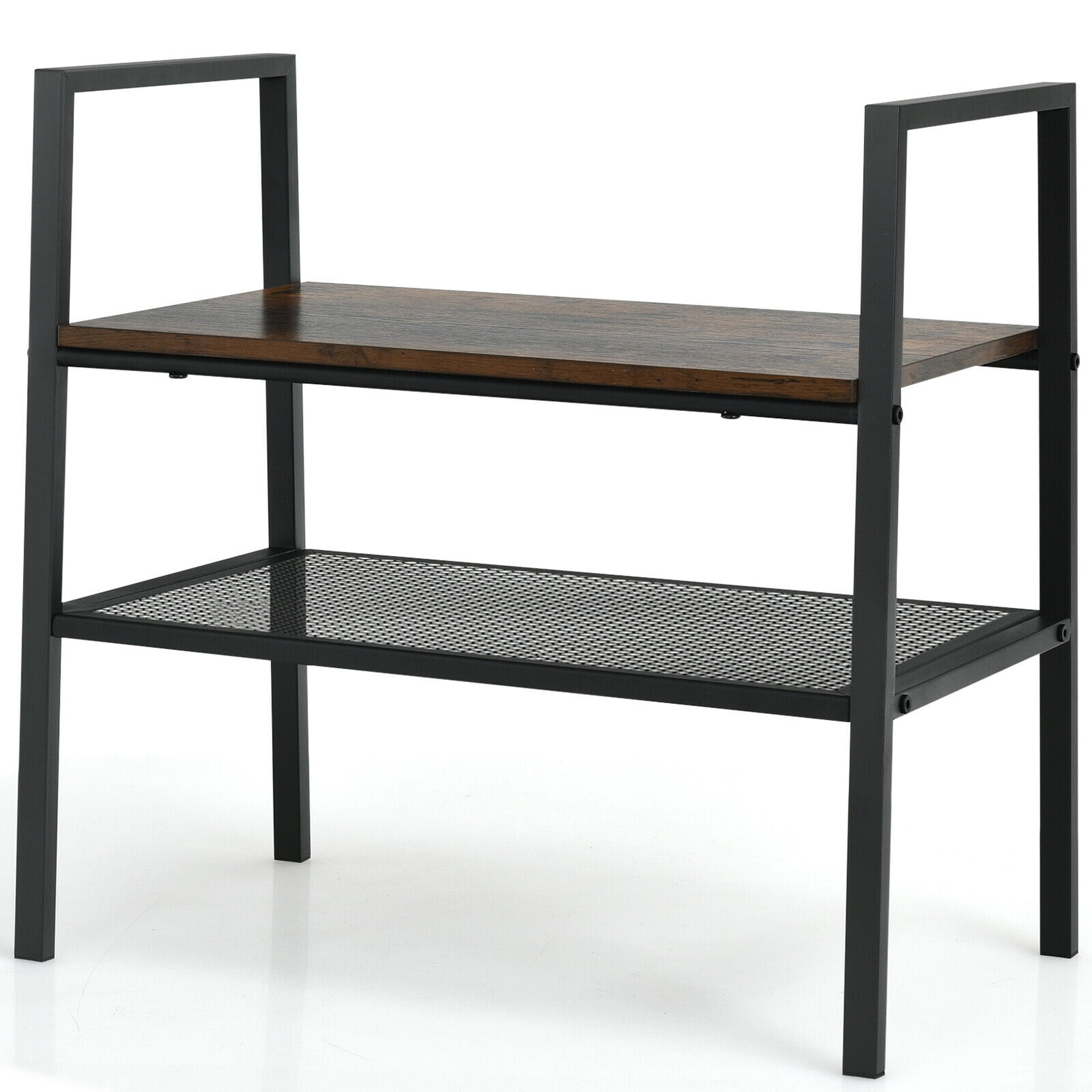 Gymax 2 Tier Storage Shelf Stackable Shoe Shelf Stand Display Rack