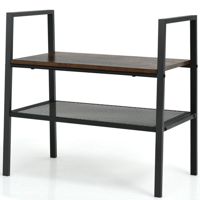 Gymax Étagère de Rangement à 2 Niveaux Étagère Empilable pour Chaussures Présentoir Home