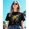 thumbnail image 3 of Starry Sky Cat Womens Tshirt Graphic Tees Cotton Crew Neck T-Shirts, Casual Short Sleeve Shirts for Women Teen Girl Oil Painting Art, 3 of 3