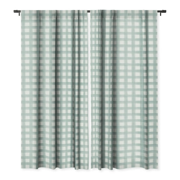 Society6 Little Arrow Design Co watercolor plaid dusty blue Single Panel Room Darkening Window Curtain 50" x 64"