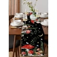 thumbnail image 4 of Table Runner Dresser Scarves 72 Inch Long, Wild Mushroom with Green Leaves Linen Dining Table Runners Moon Star Plant on Black Tabletop Scarf for Wedding Holiday Party Kitchen, 4 of 7