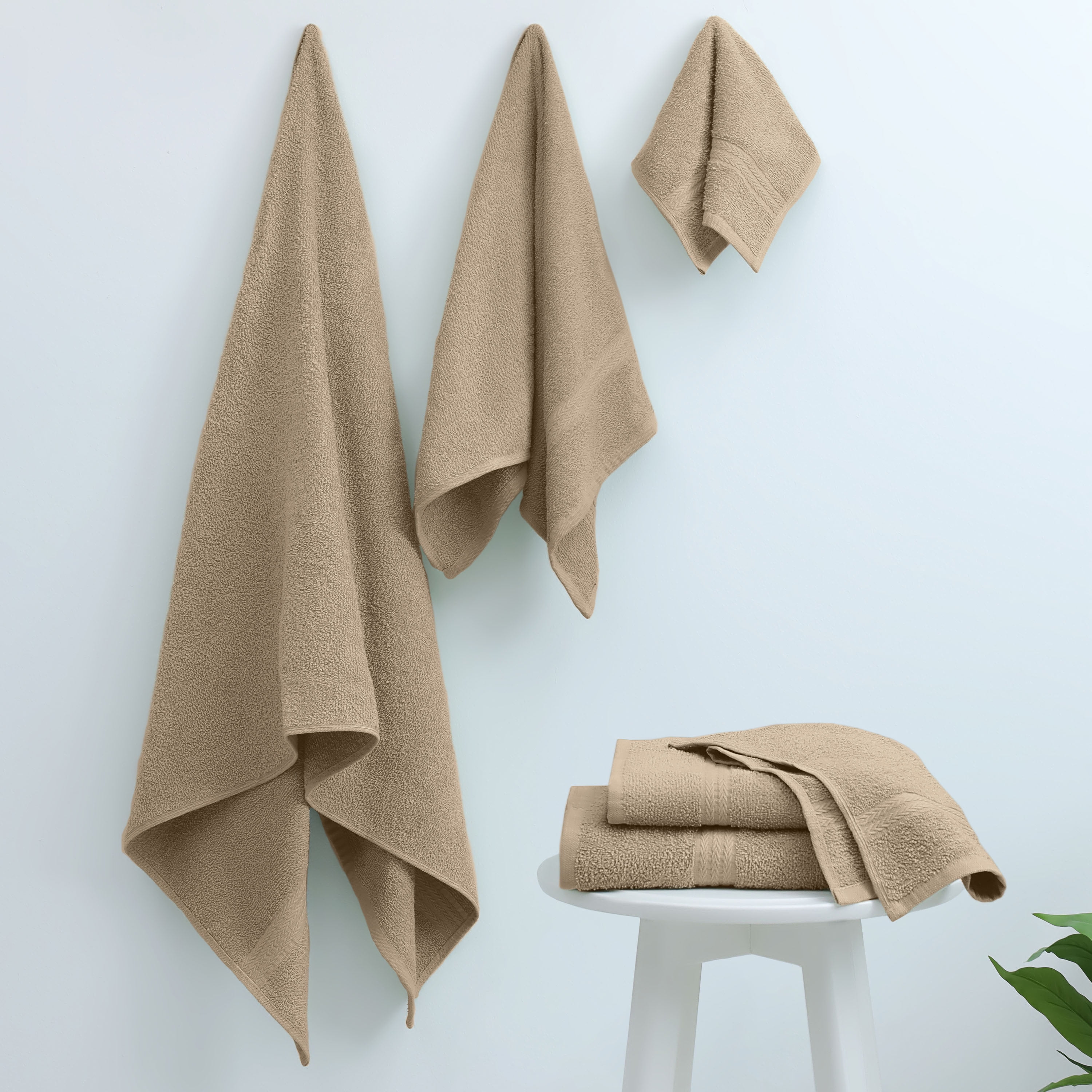 Martex Easy Living 6-Piece Cotton Towel Set, Soft & Quick-Dry Towels, Beige