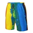 thumbnail image 3 of Wukai Rainbow Colored Print Beach Trunks with Compression Liner Swimsuit Quick Dry Beach Sports Shorts with Pocket-Small, 3 of 8