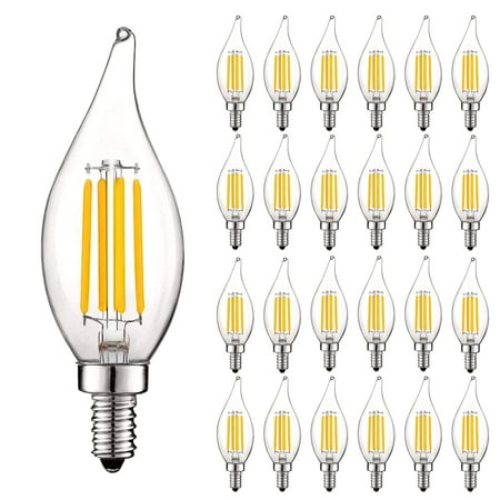 

Luxrite 5W E12 Vintage Candelabra LED Dimmable Light Bulbs 60W Equivalent 4000K Cool White 550 Lumens Flame Tip 24-Pack